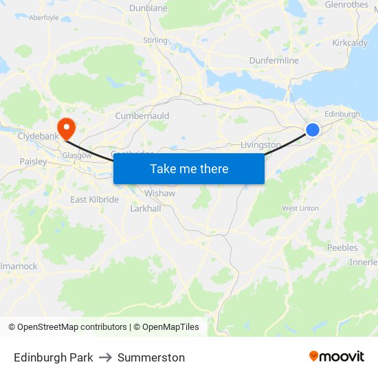 Edinburgh Park to Summerston map