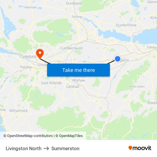 Livingston North to Summerston map