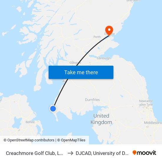 Creachmore Golf Club, Leswalt to DJCAD, University of Dundee map