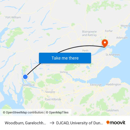 Woodburn, Garelochhead to DJCAD, University of Dundee map