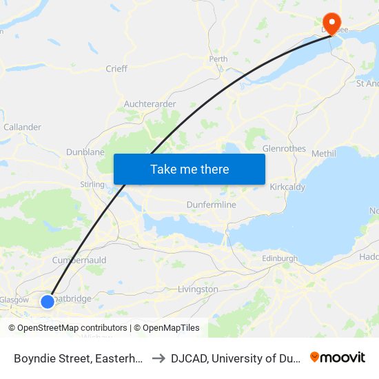 Boyndie Street, Easterhouse to DJCAD, University of Dundee map