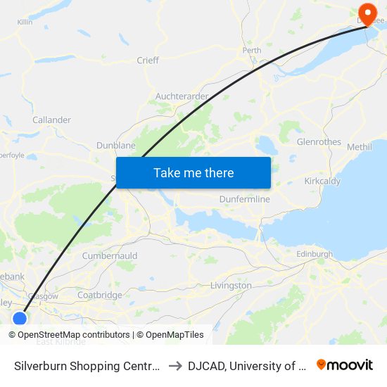 Silverburn Shopping Centre, Pollok to DJCAD, University of Dundee map