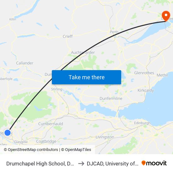 Drumchapel High School, Drumchapel to DJCAD, University of Dundee map