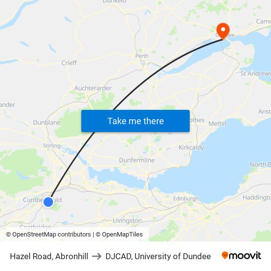 Hazel Road, Abronhill to DJCAD, University of Dundee map