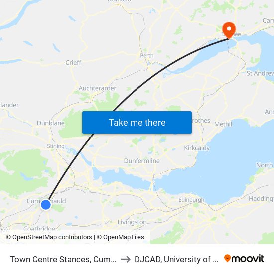 Town Centre Stances, Cumbernauld to DJCAD, University of Dundee map