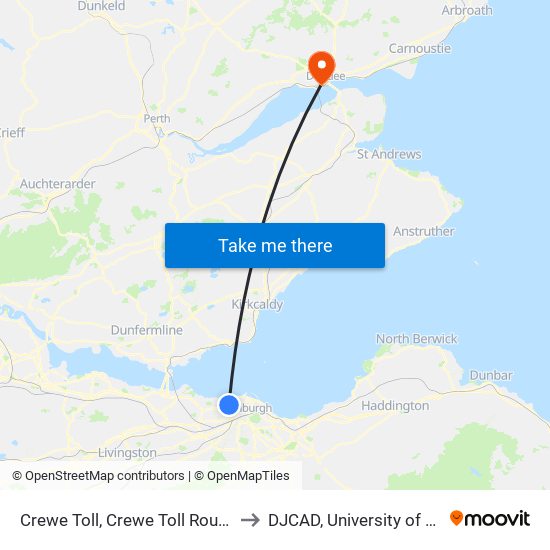 Crewe Toll, Crewe Toll Roundabout to DJCAD, University of Dundee map