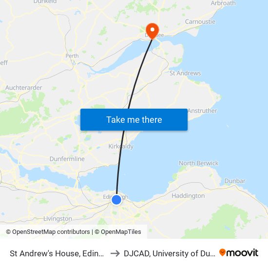 St Andrew's House, Edinburgh to DJCAD, University of Dundee map