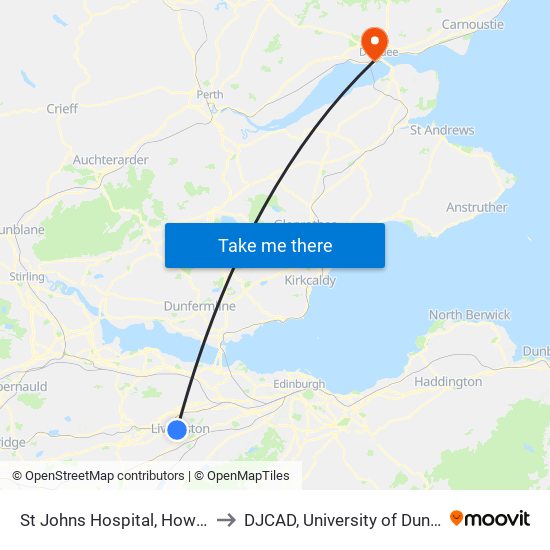 St Johns Hospital, Howden to DJCAD, University of Dundee map