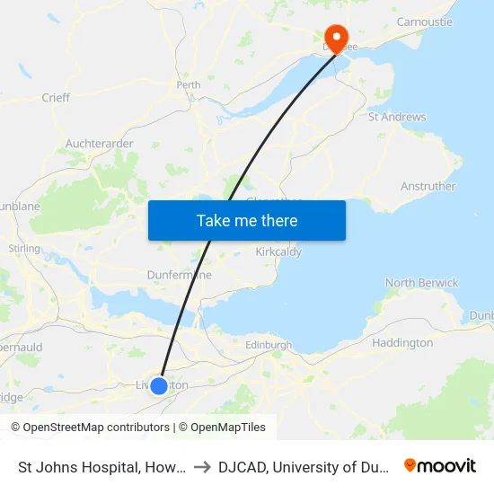 St Johns Hospital, Howden to DJCAD, University of Dundee map