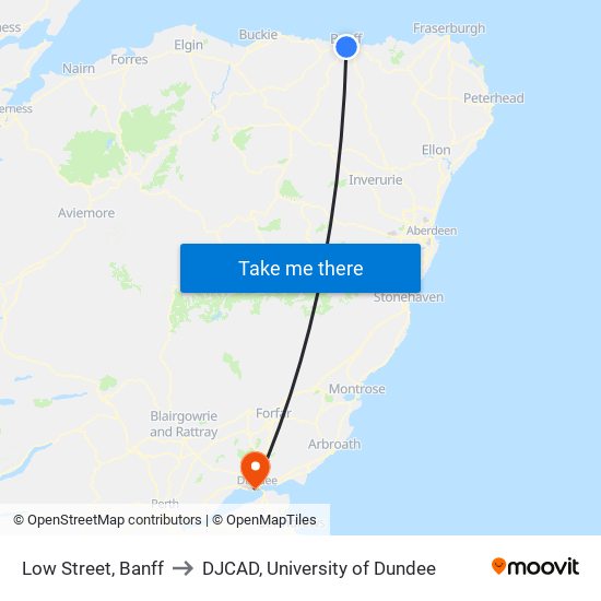 Low Street, Banff to DJCAD, University of Dundee map