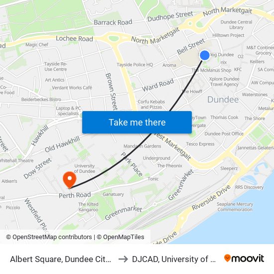 Albert Square, Dundee City Centre to DJCAD, University of Dundee map