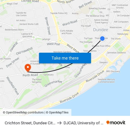 Crichton Street, Dundee City Centre to DJCAD, University of Dundee map