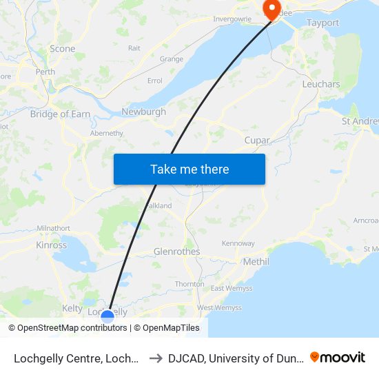 Lochgelly Centre, Lochgelly to DJCAD, University of Dundee map