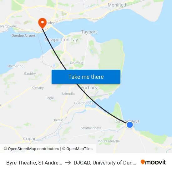 Byre Theatre, St Andrews to DJCAD, University of Dundee map
