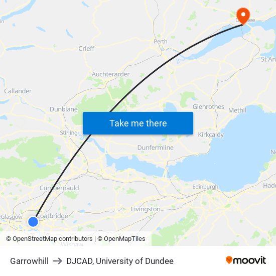 Garrowhill to DJCAD, University of Dundee map