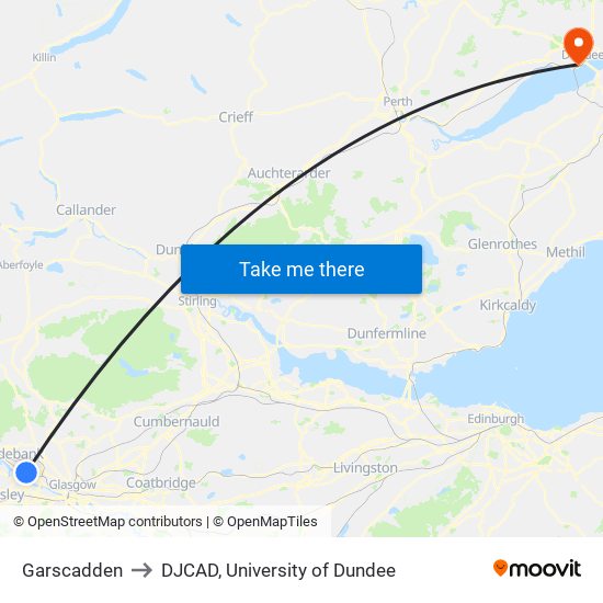 Garscadden to DJCAD, University of Dundee map