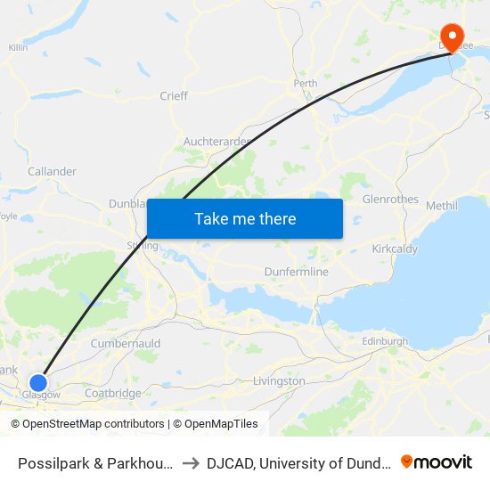 Possilpark & Parkhouse to DJCAD, University of Dundee map