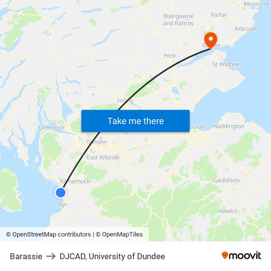 Barassie to DJCAD, University of Dundee map