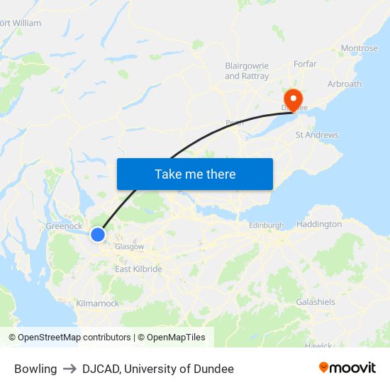 Bowling to DJCAD, University of Dundee map