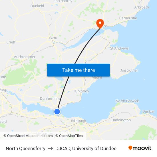 North Queensferry to DJCAD, University of Dundee map