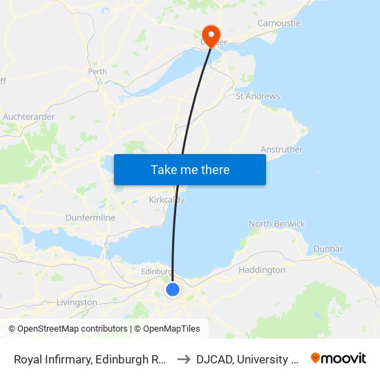 Royal Infirmary, Edinburgh Royal Infirmary to DJCAD, University of Dundee map