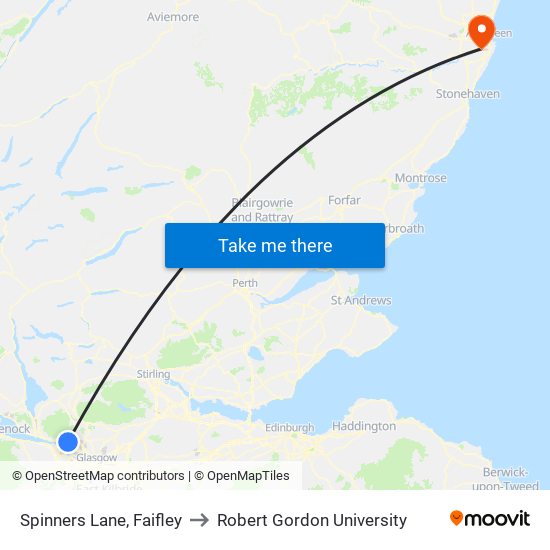 Spinners Lane, Faifley to Robert Gordon University map