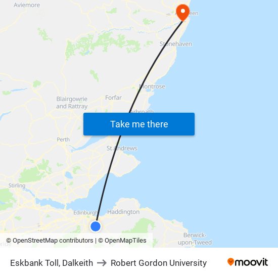 Eskbank Toll, Dalkeith to Robert Gordon University map