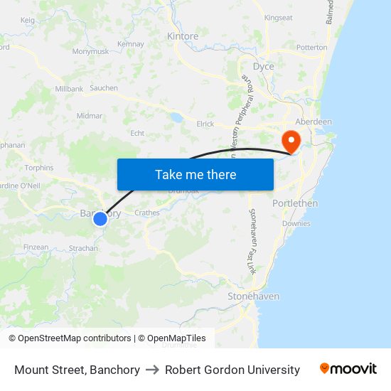Mount Street, Banchory to Robert Gordon University map