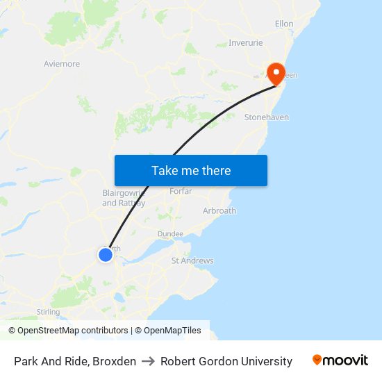 Park And Ride, Broxden to Robert Gordon University map