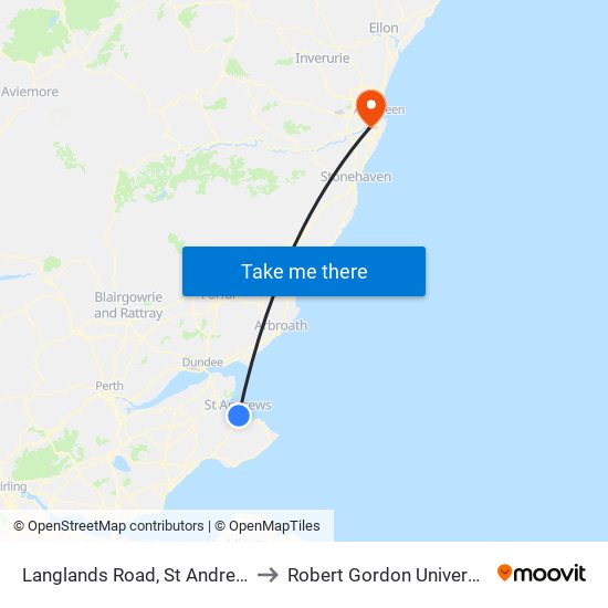 Langlands Road, St Andrews to Robert Gordon University map