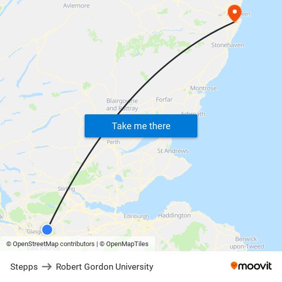 Stepps to Robert Gordon University map