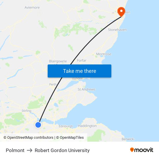 Polmont to Robert Gordon University map