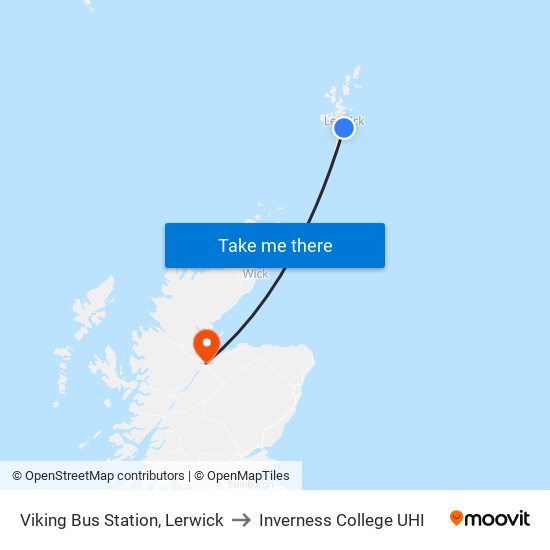 Viking Bus Station, Lerwick to Inverness College UHI map