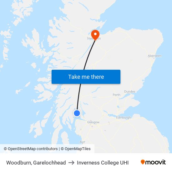 Woodburn, Garelochhead to Inverness College UHI map