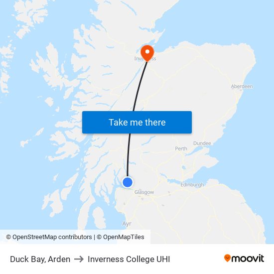 Duck Bay, Arden to Inverness College UHI map