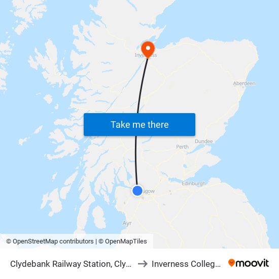 Clydebank Railway Station, Clydebank to Inverness College UHI map