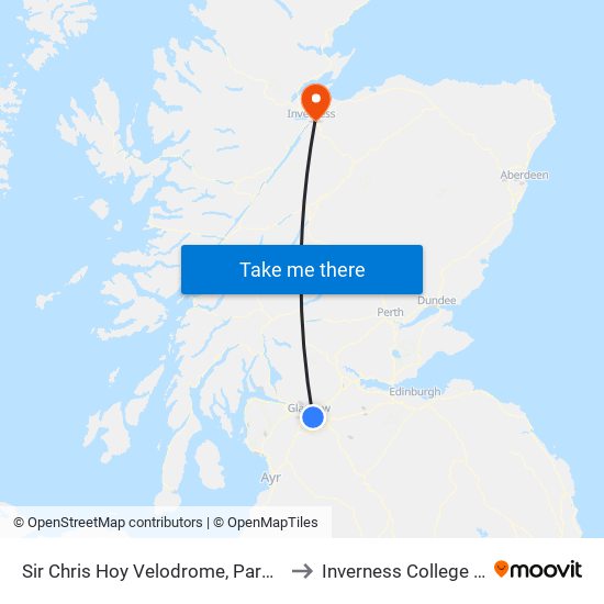 Sir Chris Hoy Velodrome, Parkhead to Inverness College UHI map