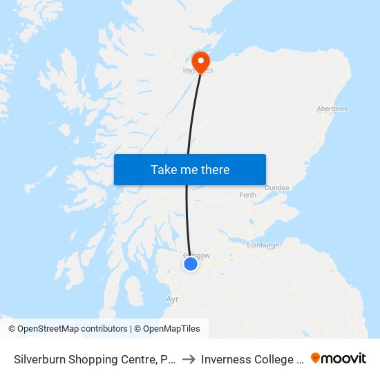 Silverburn Shopping Centre, Pollok to Inverness College UHI map