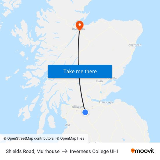 Shields Road, Muirhouse to Inverness College UHI map