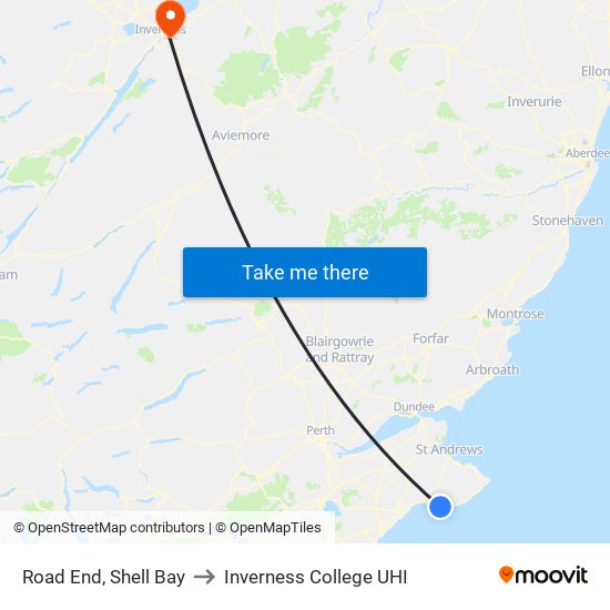 Road End, Shell Bay to Inverness College UHI map