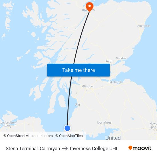 Stena Terminal, Cairnryan to Inverness College UHI map