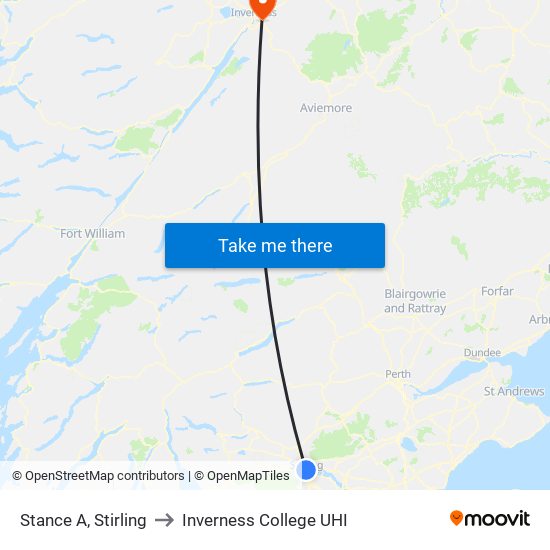 Stance A, Stirling to Inverness College UHI map