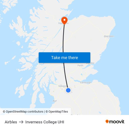 Airbles to Inverness College UHI map