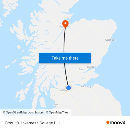 Croy to Inverness College UHI map
