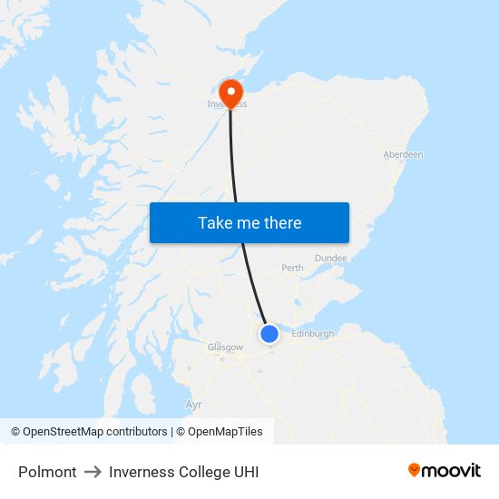 Polmont to Inverness College UHI map
