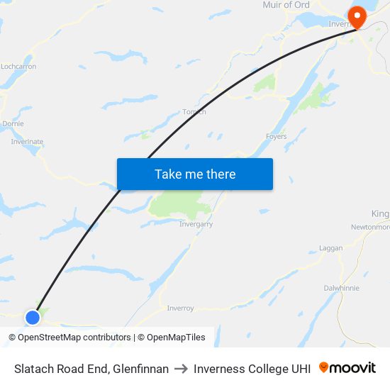 Slatach Road End, Glenfinnan to Inverness College UHI map