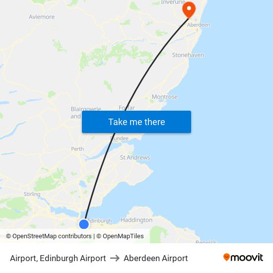 Airport, Edinburgh Airport to Aberdeen Airport map