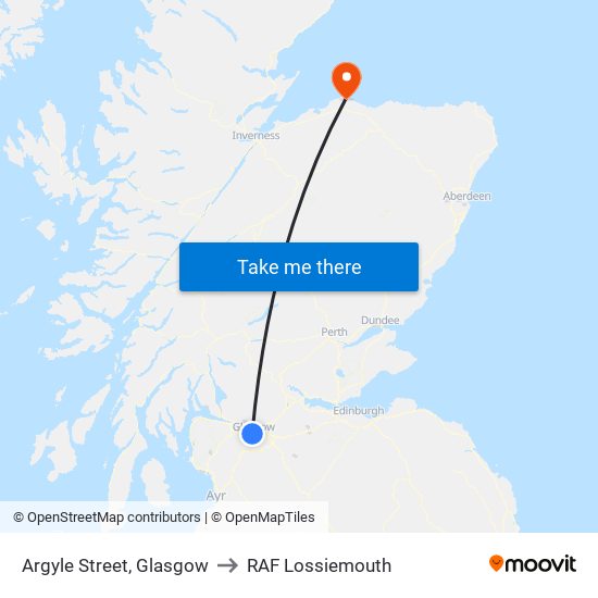 Argyle Street, Glasgow to RAF Lossiemouth map