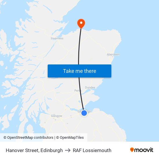 Hanover Street, Edinburgh to RAF Lossiemouth map