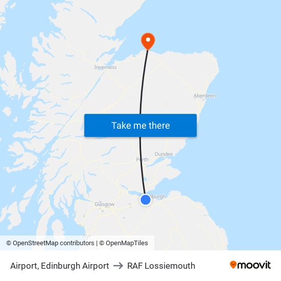 Airport, Edinburgh Airport to RAF Lossiemouth map